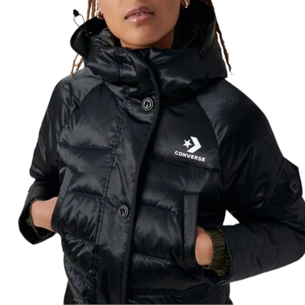 💖MEGA SALE💖Converse Iridescent Sideline Jacket Black Women's S XS 10006987-A02 - Picture 10 of 12